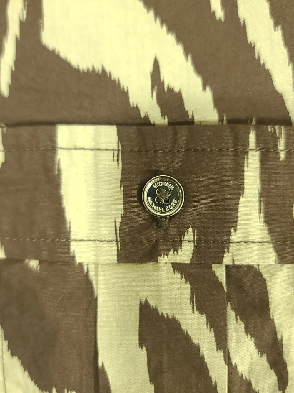 Michael Kors Tan and Brown Zebra Print Midi Shirt Dress